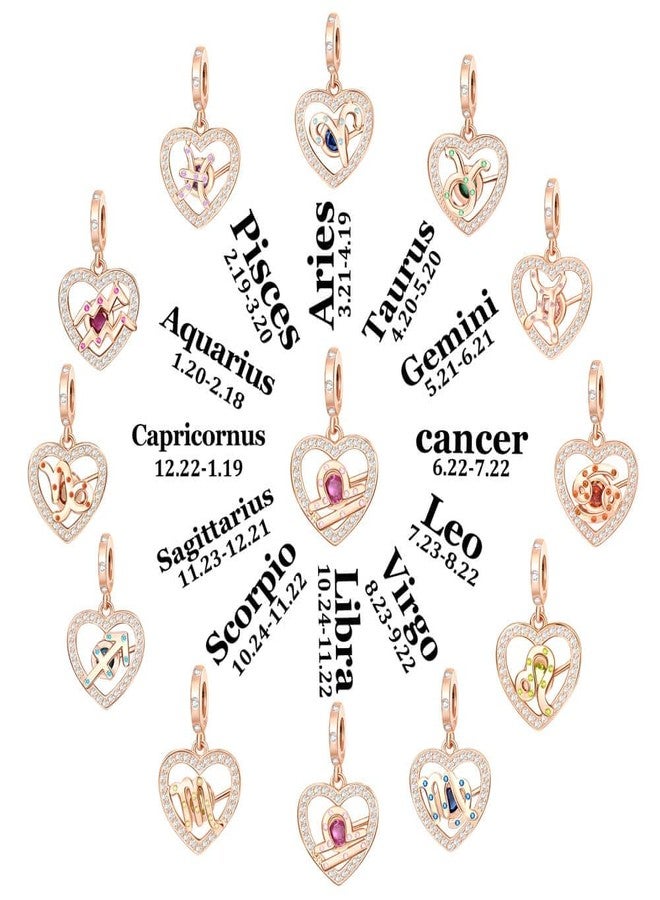 DATOUQI Zodiac Sign Charm for Bracelets and Necklaces Rose Gold 925 Sterling Silver Aries Charm, 12 Horoscope Constellation Birthstone Beads (Aries (3.21 - 4.19) - Image 2